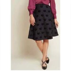 NWT Collectif x ModCloth Mattie Velvet Cat Swing Skirt Size XS/UK 8/US 4